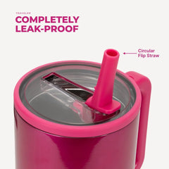 HydroJug x Poppi 40 fl oz Stainless Steel Straw Tumbler Pink Chrome
