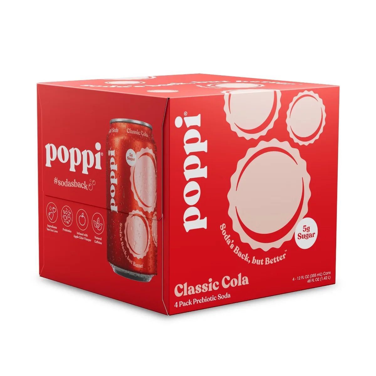 Poppi Classic Cola Prebiotic Beverage - 4pk/12 fl oz Cans