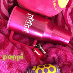 HydroJug x Poppi 40 fl oz Stainless Steel Straw Tumbler Pink Chrome