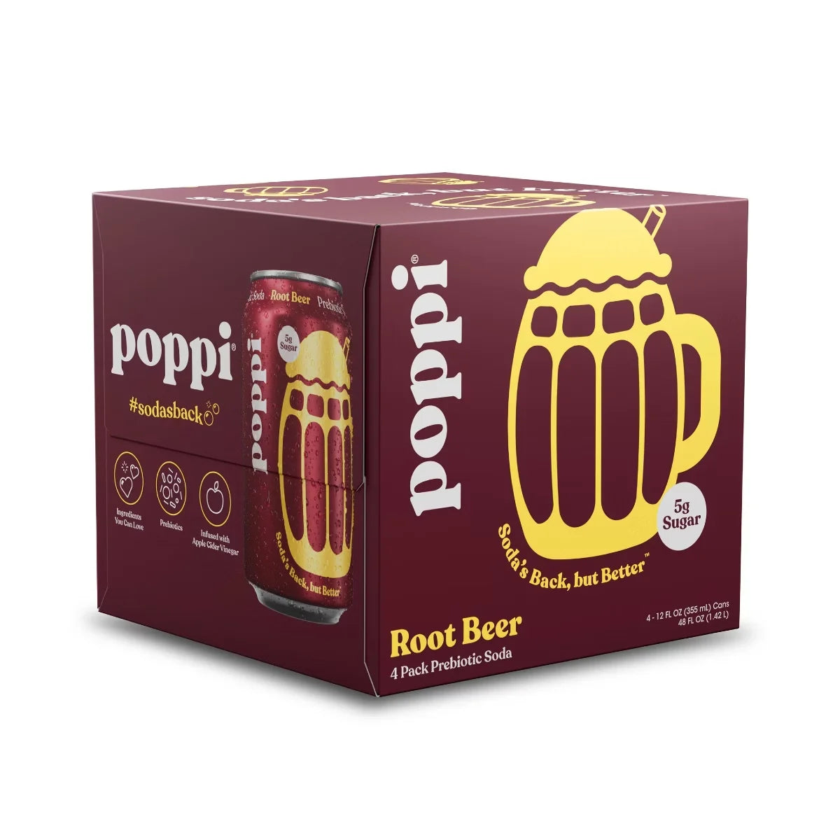 Poppi Root Beer Prebiotic Soda - 4pk/12 fl oz Cans