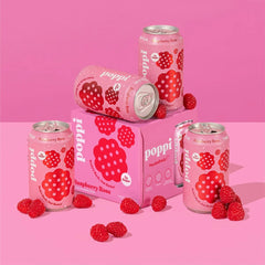 Poppi Raspberry Rose Prebiotic Soda - 12 fl oz/4pk Cans