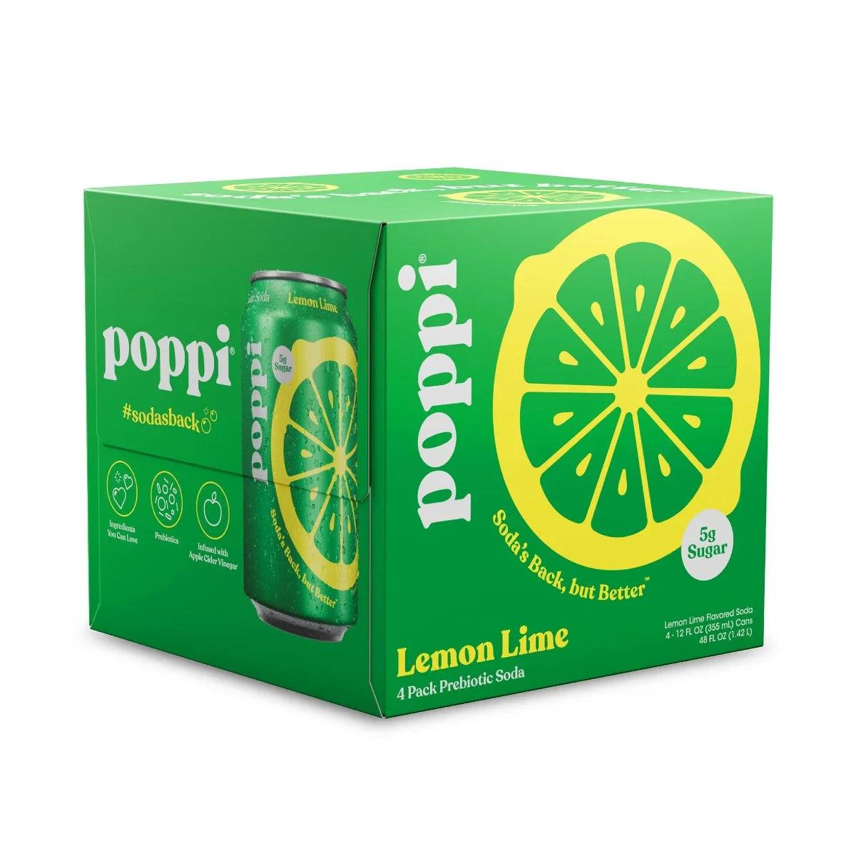 Poppi Lemon Lime Prebiotic Soda - 4pk/12 fl oz Cans